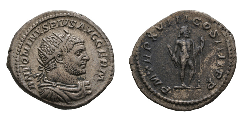 Un antoninien de Caracalla. L'empereur porte une couronne radiée. [© American Numismatic Society]